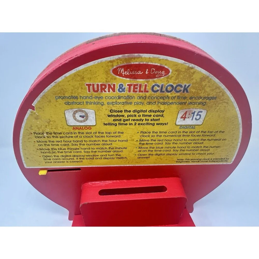 Melissa & Doug Turn & Tell Wooden Educational Learning Clock Toy 4284 Classic